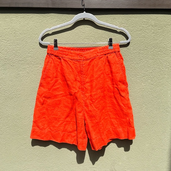 COS orange high-waisted linen shorts - Picture 1 of 6